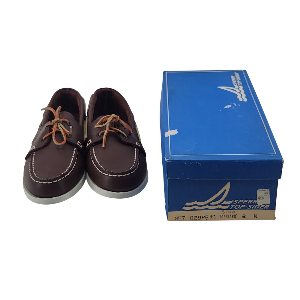Sperry Top-Sider Boat Shoes Women 6 N Brown Leather Vintage Made in USA 8298531